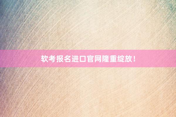 软考报名进口官网隆重绽放！