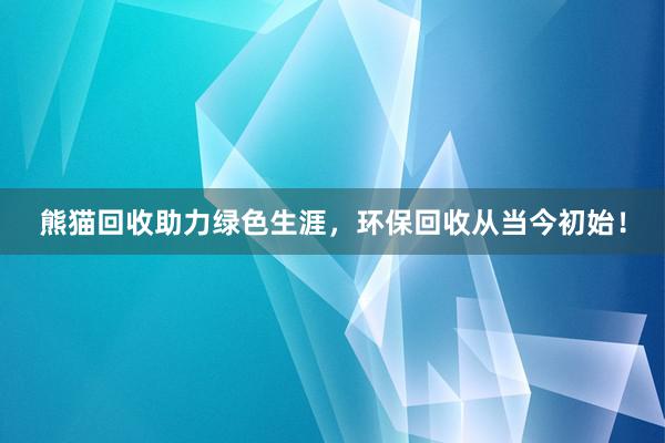 熊猫回收助力绿色生涯，环保回收从当今初始！