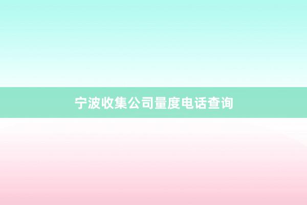 宁波收集公司量度电话查询
